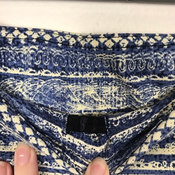 Hardcore Fitness Bootcamp Leggings Mid Hi Rise- Blue & Tan Diamonds- Size Medium - Picture 4 of 4